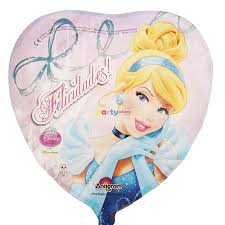 GLOBO 18" CENICIENTA CORAZON ROSA FELICIDADES