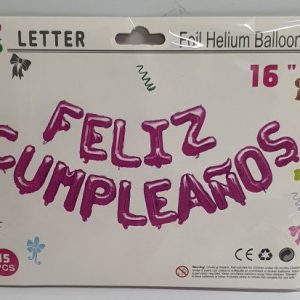 GLOBO FRASE FELIZ CUMPLEAÑOS FUCSIA