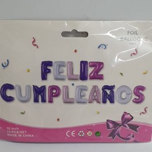 GLOBO FRASE FELIZ CUMPLEAÑOS MORADO Y LILA