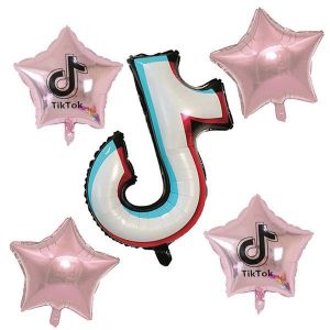 GLOBOS SET TIK TOK ESTRELLAS GOLD ROSE