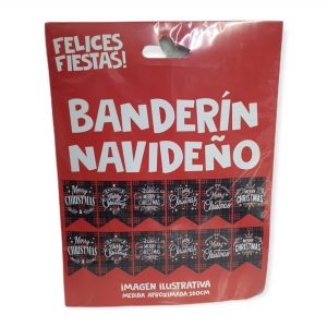BANDERIN MERRY CHRISTMAS NEGRO