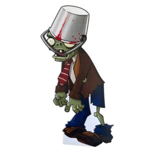 ZOMBIE CUBETA DE PLANTAS VS ZOMBIES FIGURA DE MDF